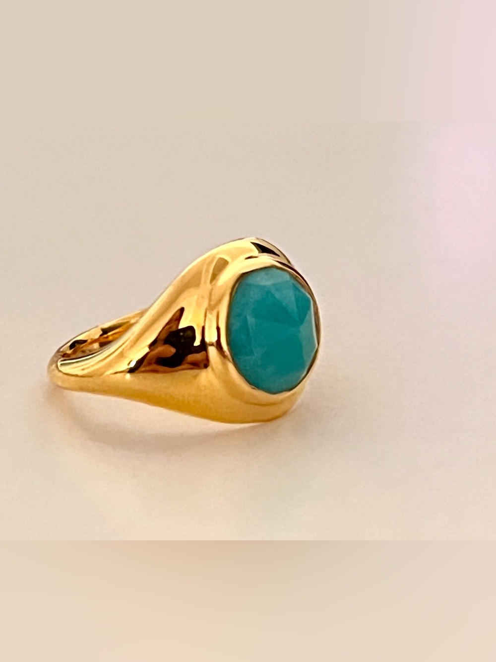 Monica Vinader Amazonite Eclipse Gemstone Signet Ring Size 6.75 - Picture 3 of 5